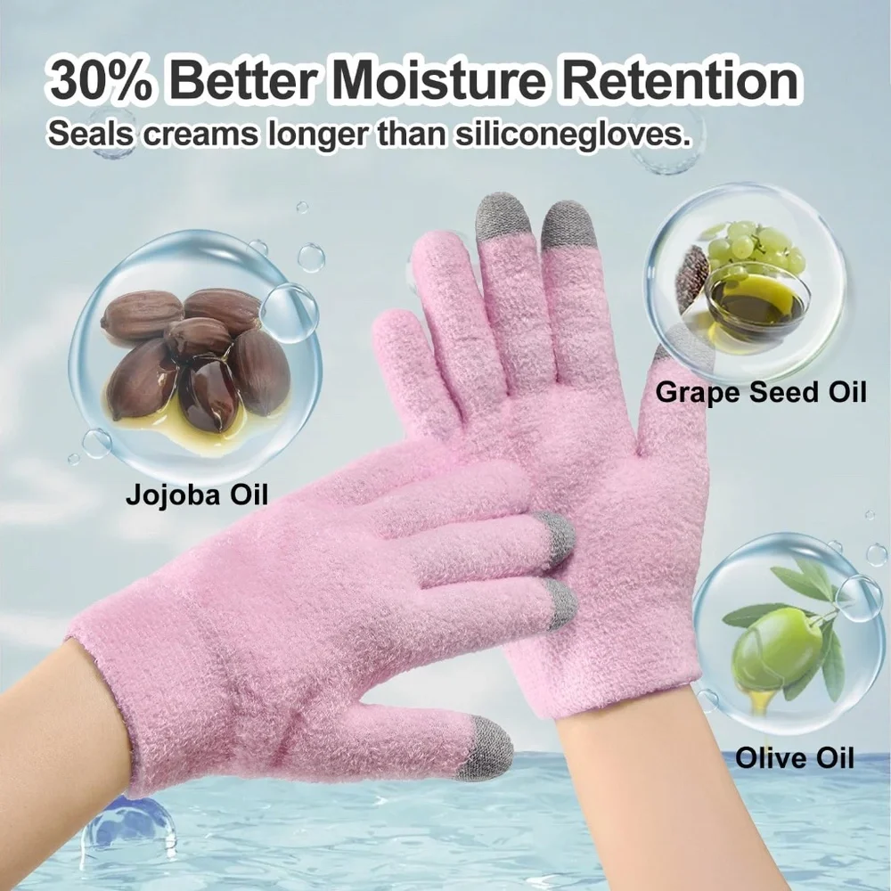 Pink Touchscreen Silicone Moisturizing Gloves